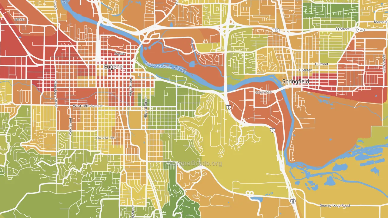 97403, OR Map of Drug-Related Crime Rates