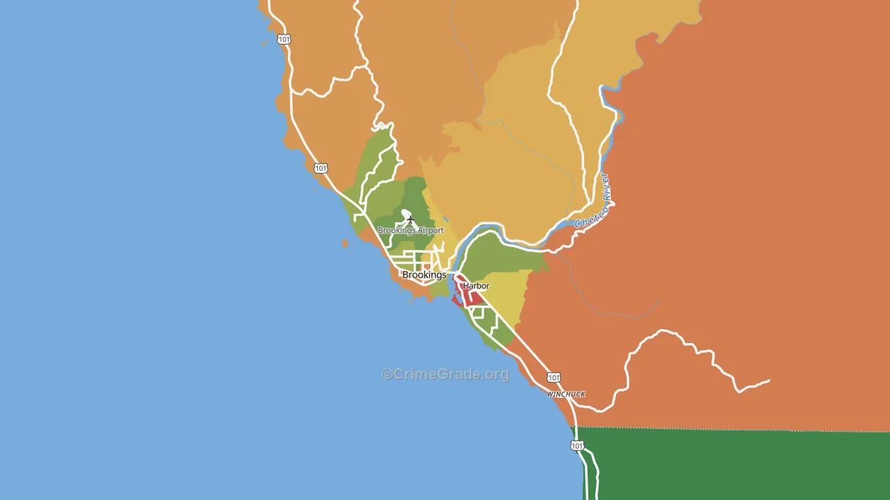 97415, OR Map of Drug-Related Crime Rates