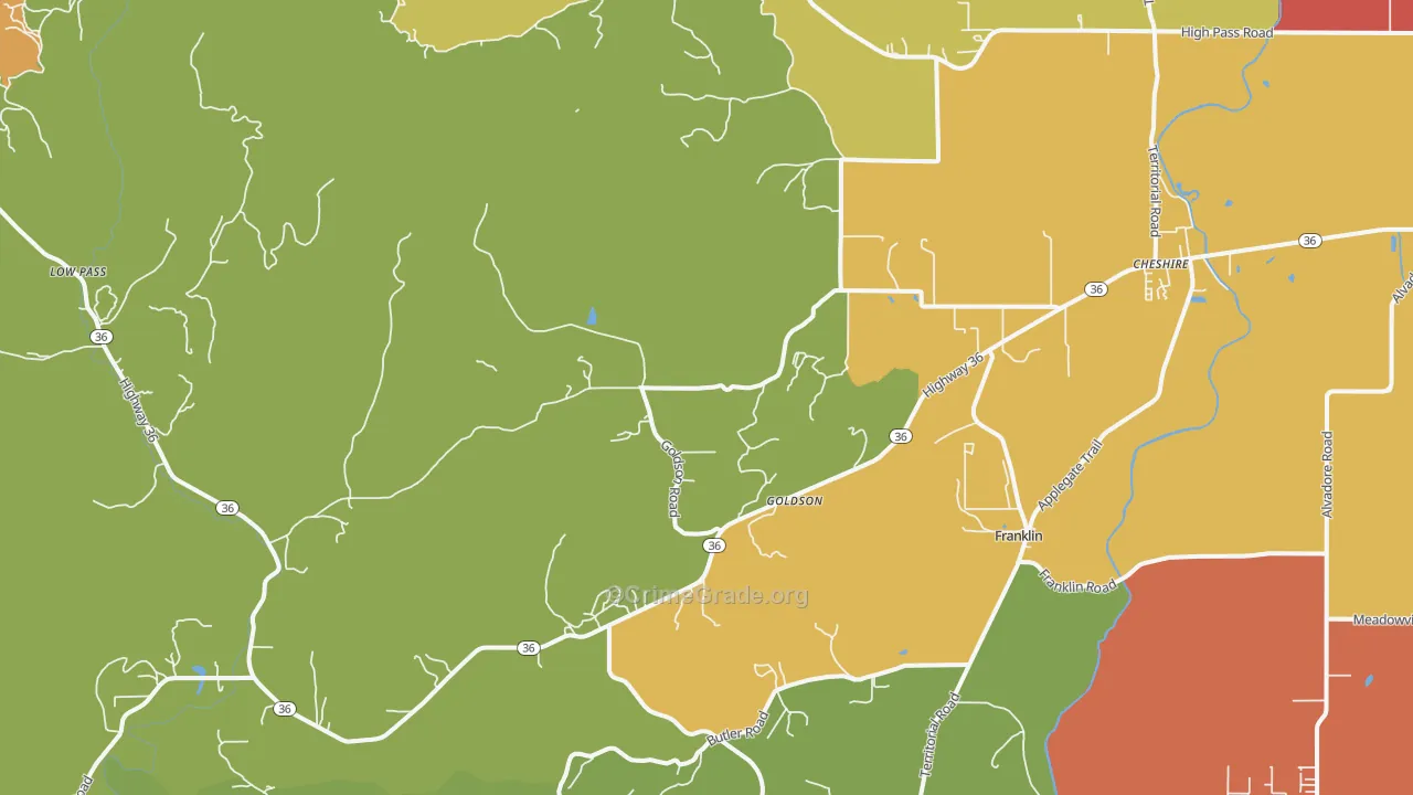 97419, OR Map of Drug-Related Crime Rates