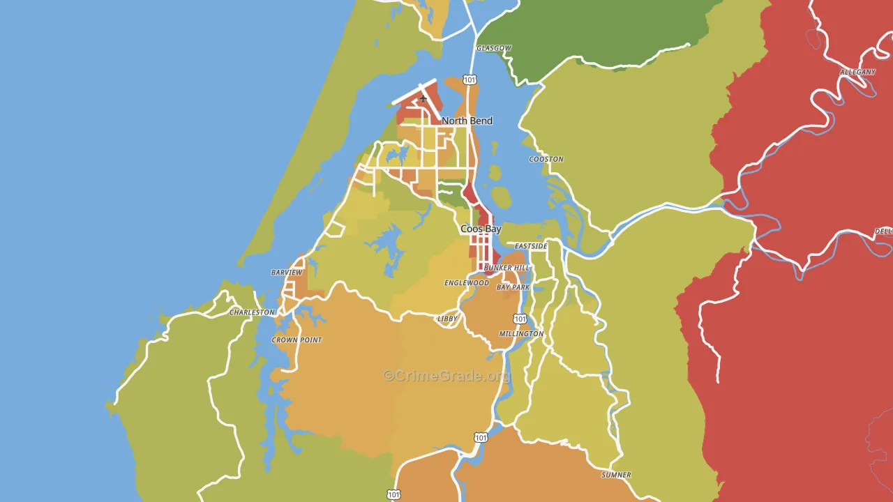 97420, OR Map of Drug-Related Crime Rates