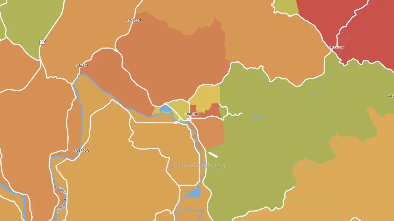 97423, OR Map of Drug-Related Crime Rates