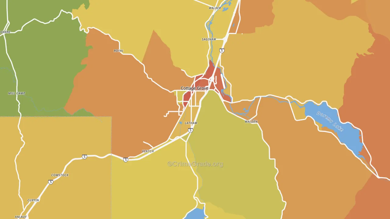 97424, OR Map of Drug-Related Crime Rates