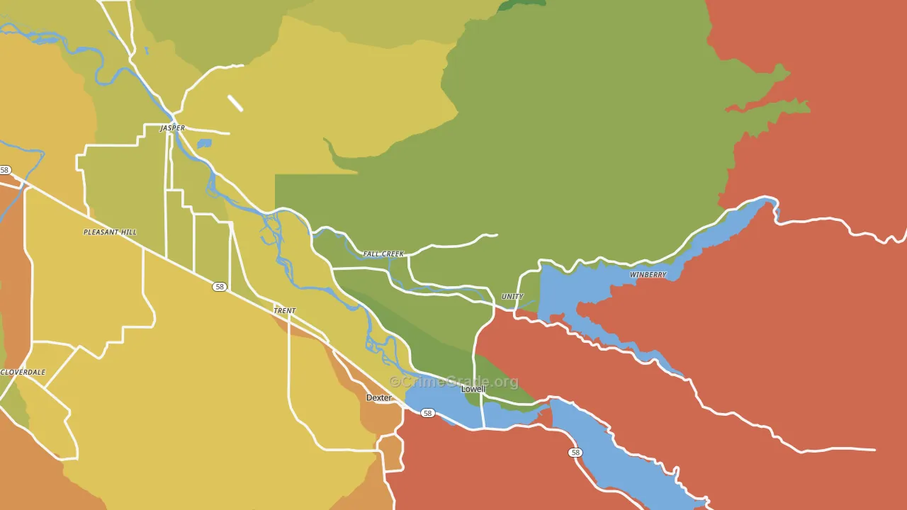 97438, OR Map of Drug-Related Crime Rates