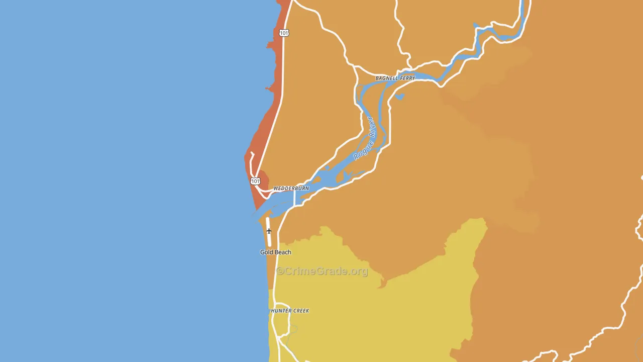97444, OR Map of Drug-Related Crime Rates