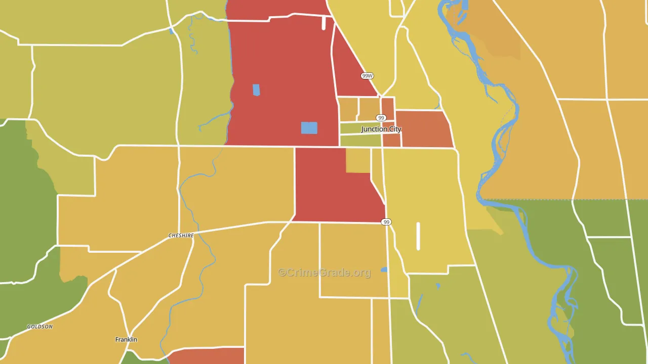 97448, OR Map of Drug-Related Crime Rates