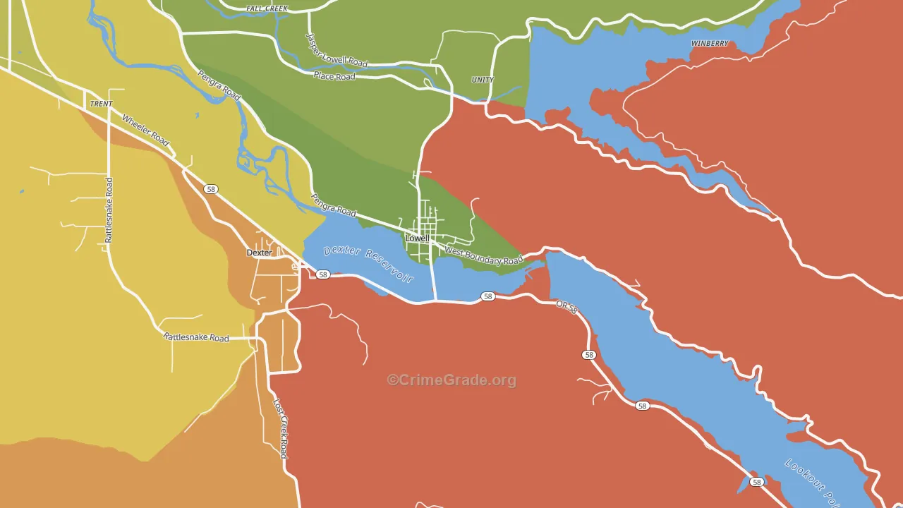 97452, OR Map of Drug-Related Crime Rates