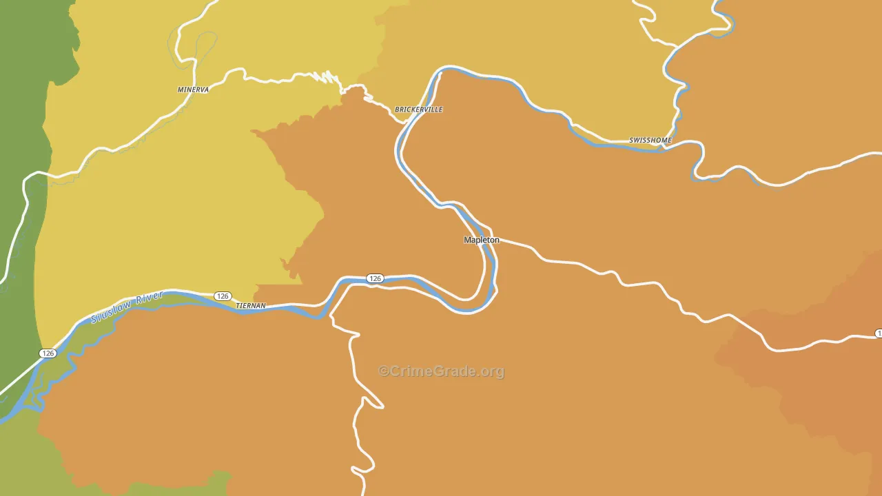 97453, OR Map of Drug-Related Crime Rates