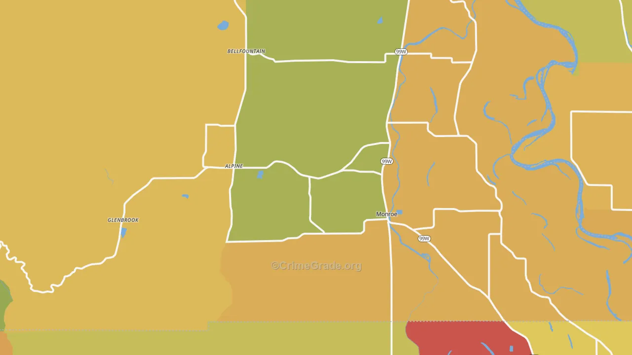 97456, OR Map of Drug-Related Crime Rates