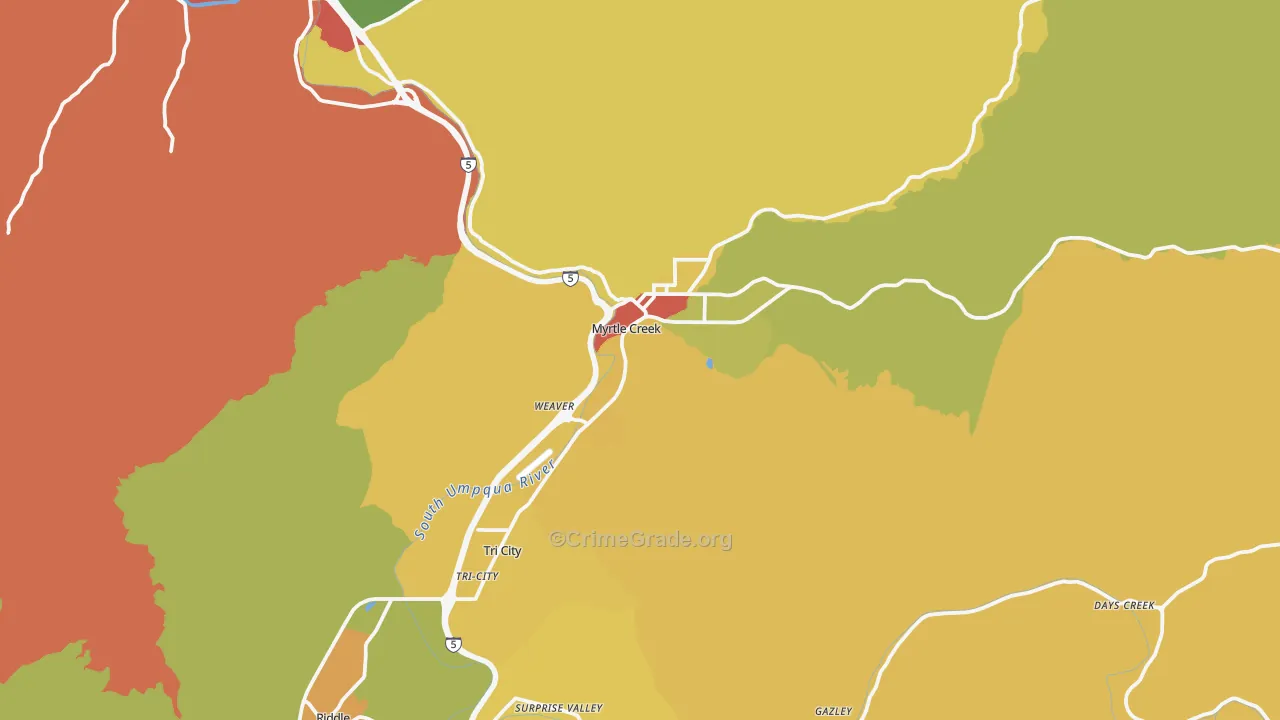 97457, OR Map of Drug-Related Crime Rates