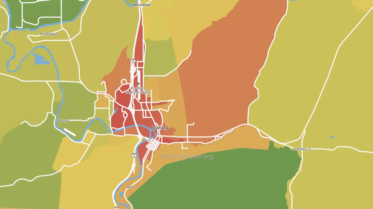 97470, OR Map of Drug-Related Crime Rates
