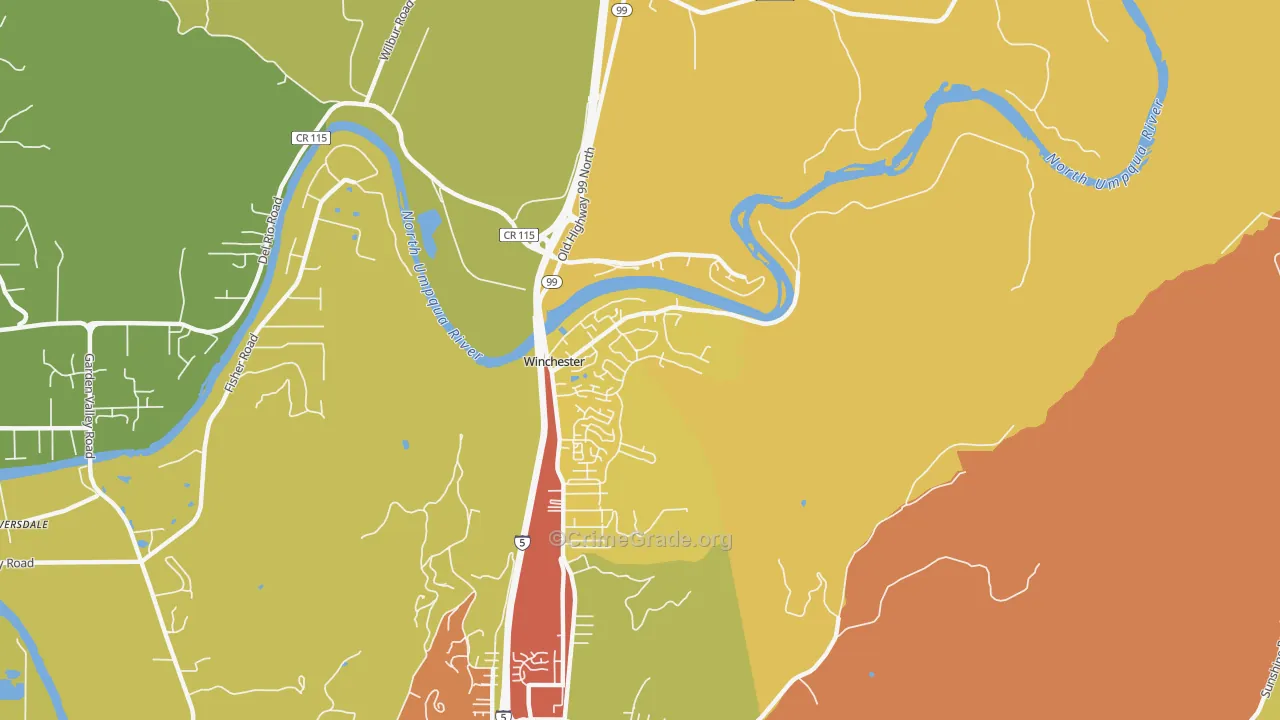 97495, OR Map of Drug-Related Crime Rates