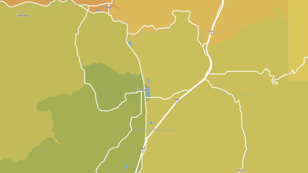 97499, OR Map of Drug-Related Crime Rates