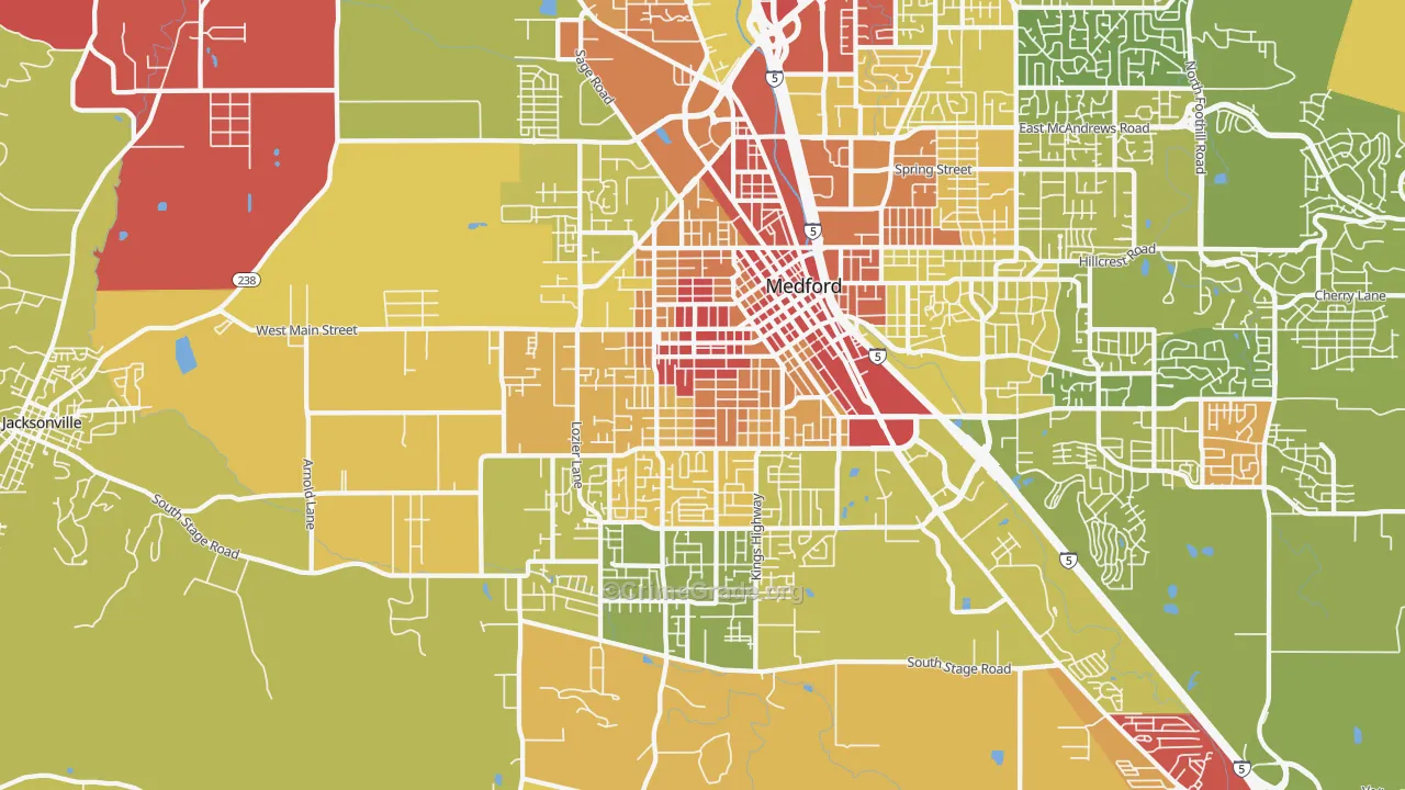 97501, OR Map of Drug-Related Crime Rates