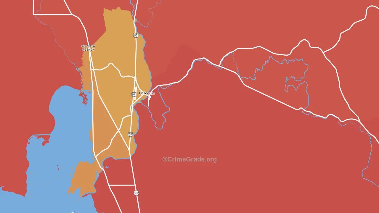 97624, OR Map of Drug-Related Crime Rates