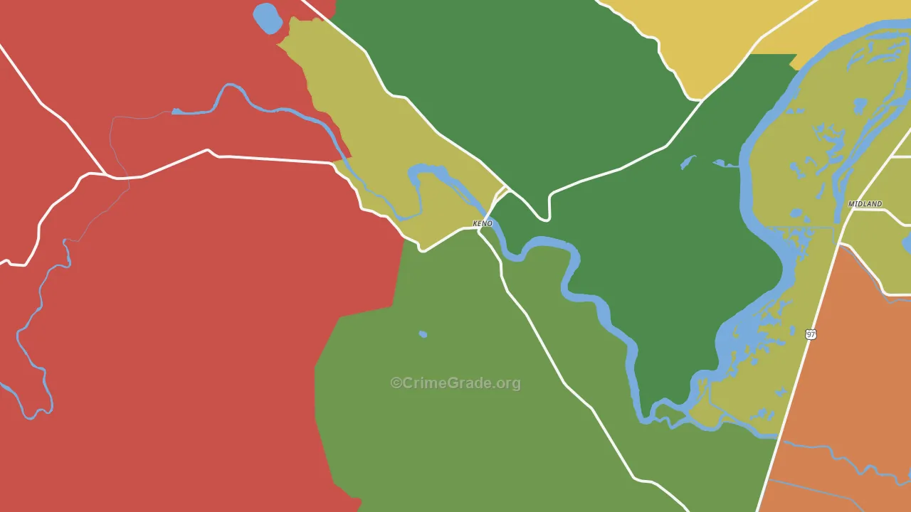 97627, OR Map of Drug-Related Crime Rates
