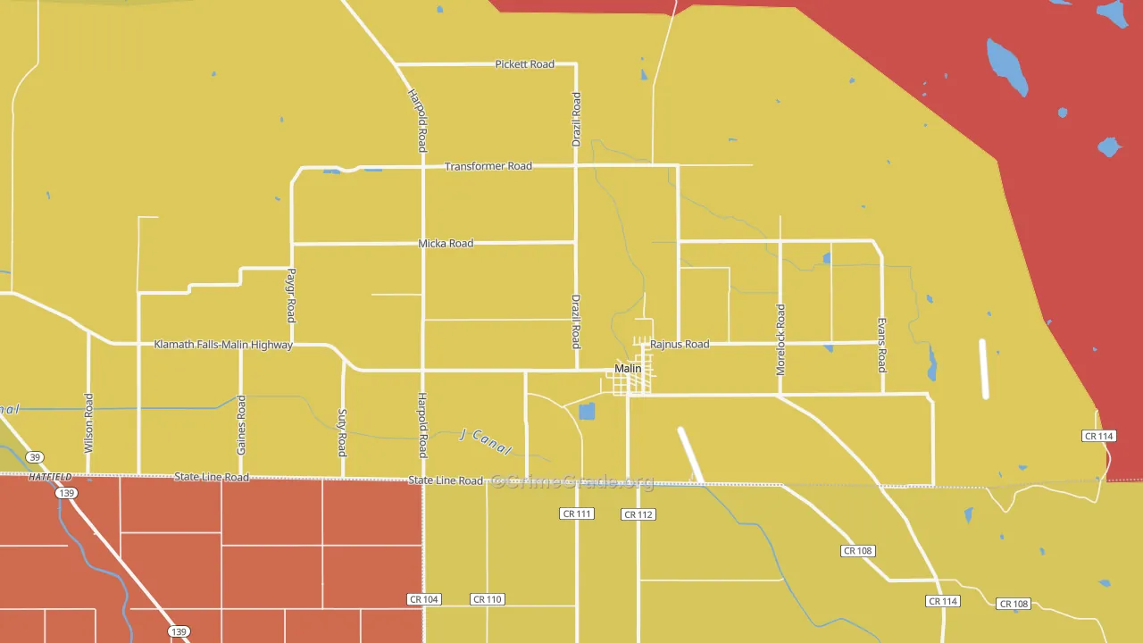 97632, OR Map of Drug-Related Crime Rates