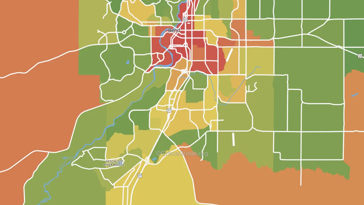 97702, OR Map of Drug-Related Crime Rates