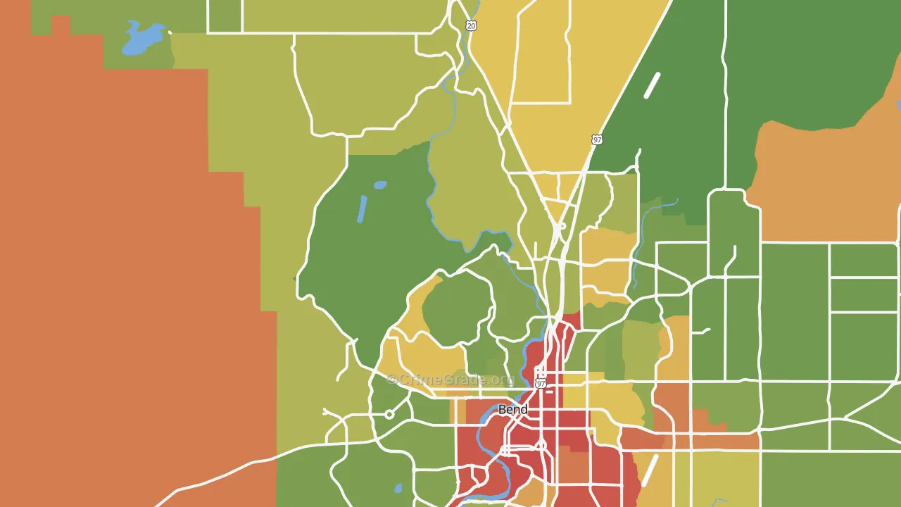 97703, OR Map of Drug-Related Crime Rates