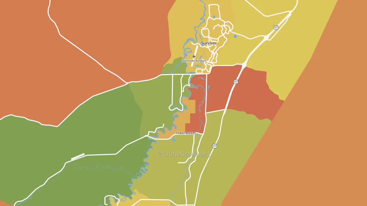 97707, OR Map of Drug-Related Crime Rates