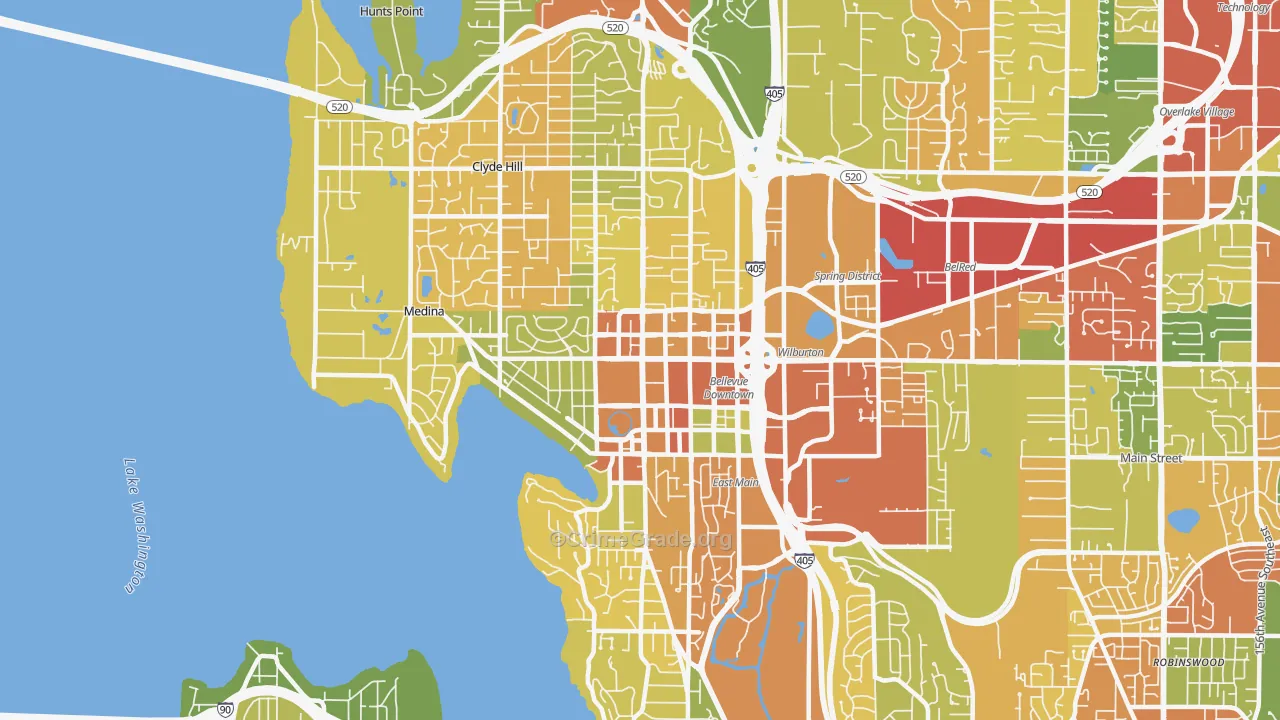 98004, WA Map of Drug-Related Crime Rates