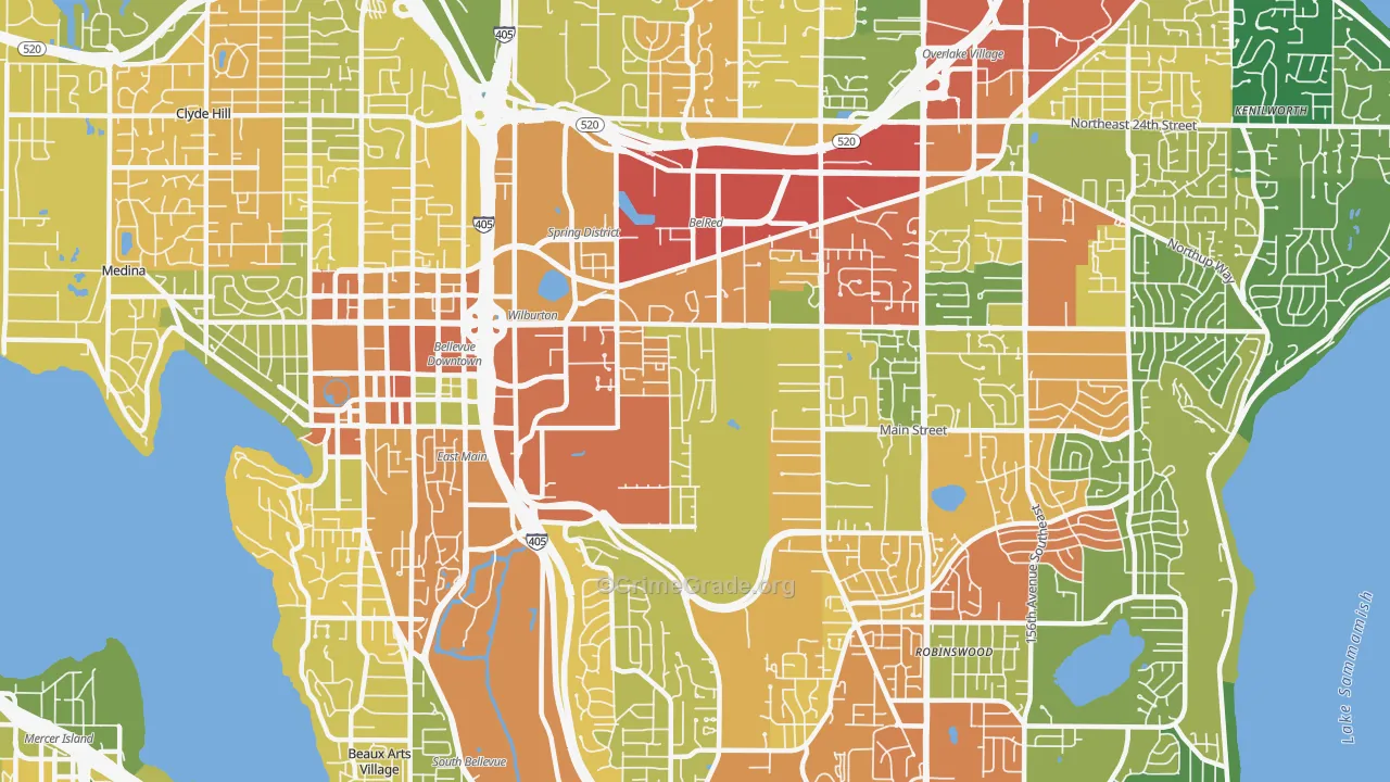 98005, WA Map of Drug-Related Crime Rates
