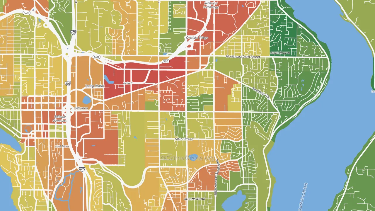 98007, WA Map of Drug-Related Crime Rates