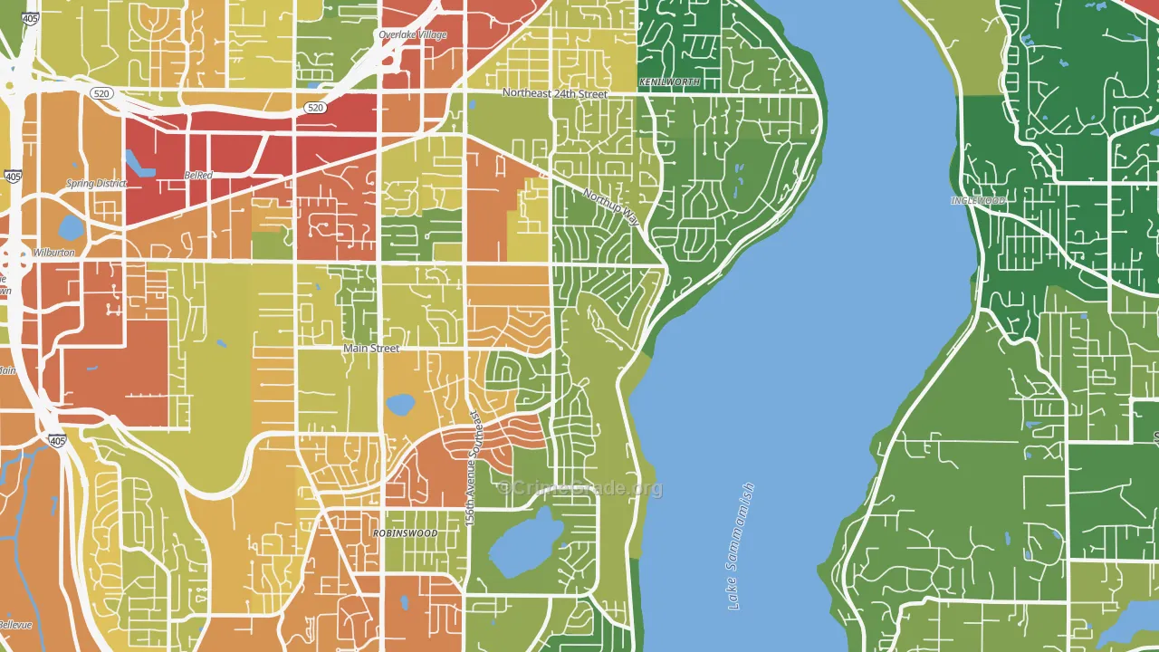98008, WA Map of Drug-Related Crime Rates
