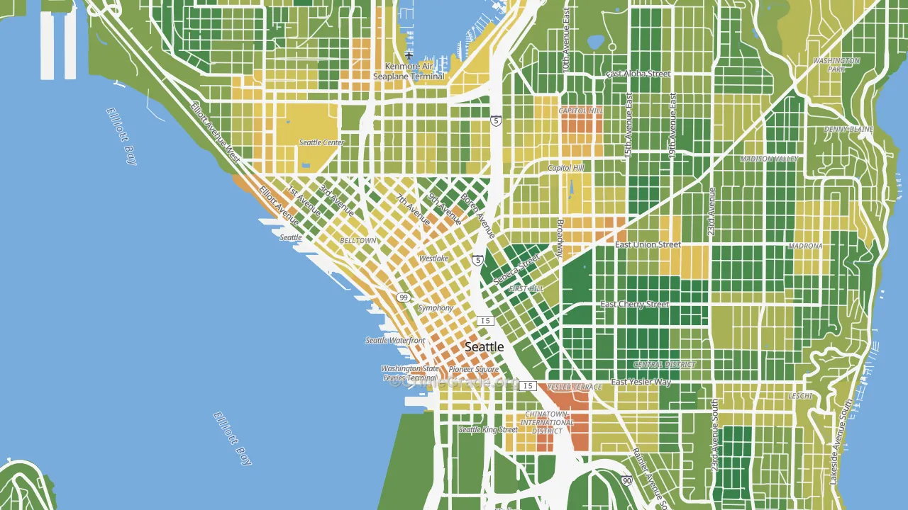 98101, WA Map of Drug-Related Crime Rates