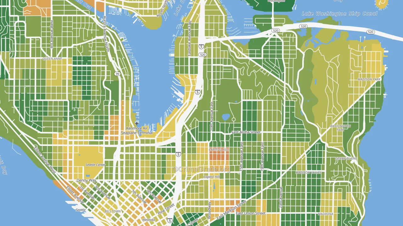 98102, WA Map of Drug-Related Crime Rates