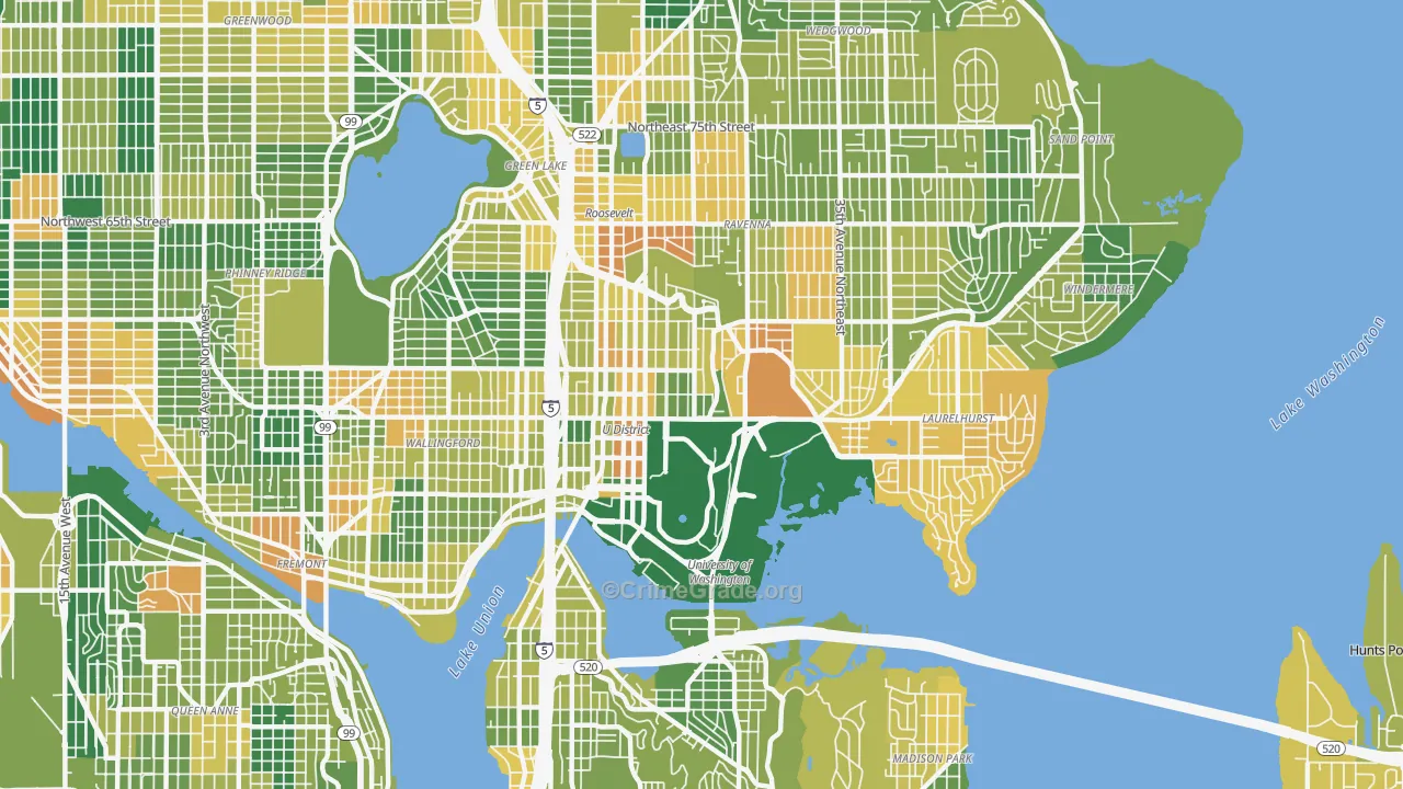 98105, WA Map of Drug-Related Crime Rates