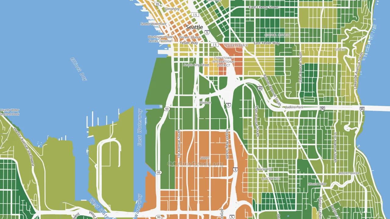 98134, WA Map of Drug-Related Crime Rates