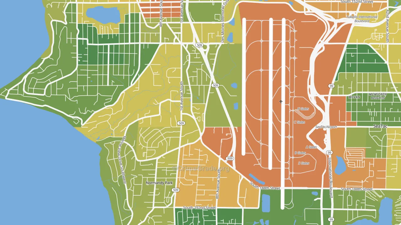 98148, WA Map of Drug-Related Crime Rates