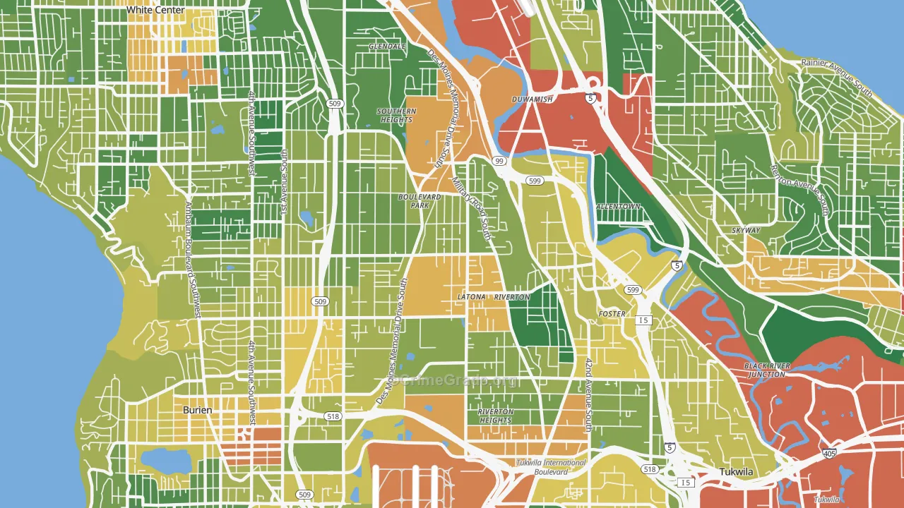 98168, WA Map of Drug-Related Crime Rates
