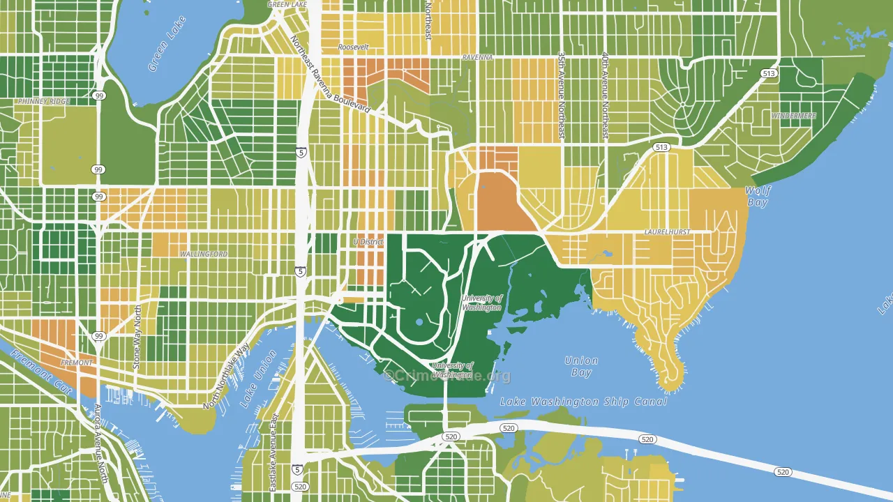 98195, WA Map of Drug-Related Crime Rates