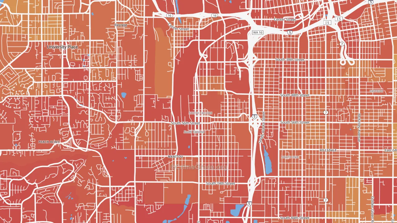 98409, WA Map of Drug-Related Crime Rates