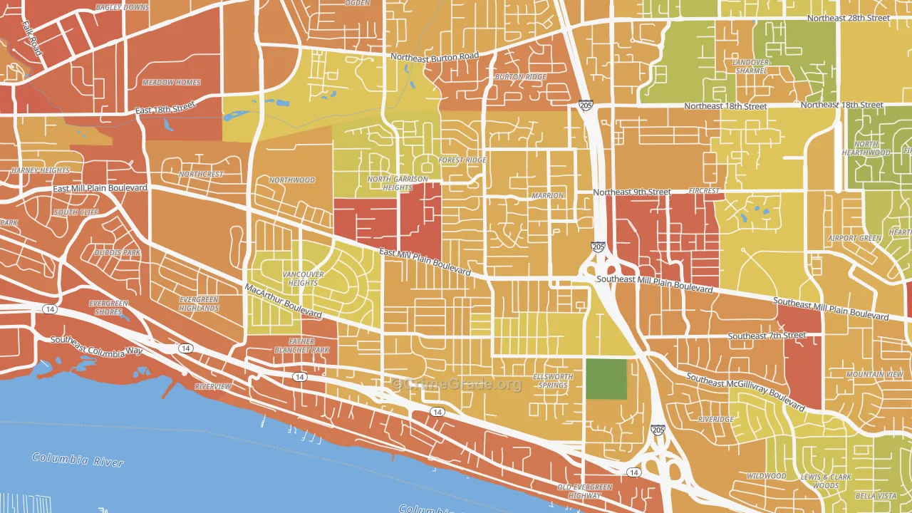 98664, WA Map of Drug-Related Crime Rates