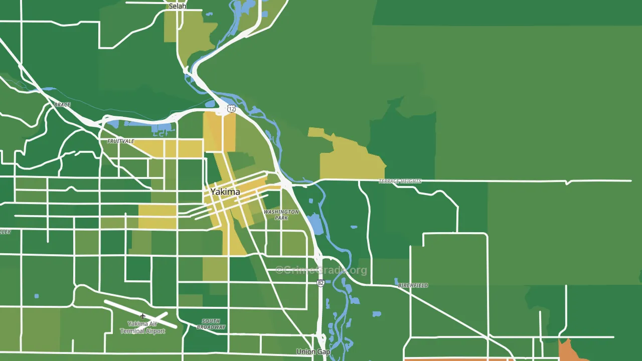 98901, WA Map of Drug-Related Crime Rates