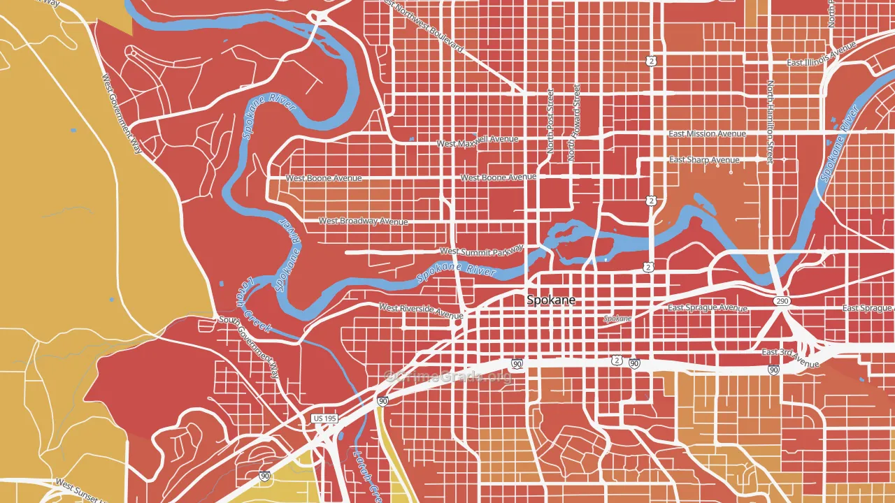 99201, WA Map of Drug-Related Crime Rates
