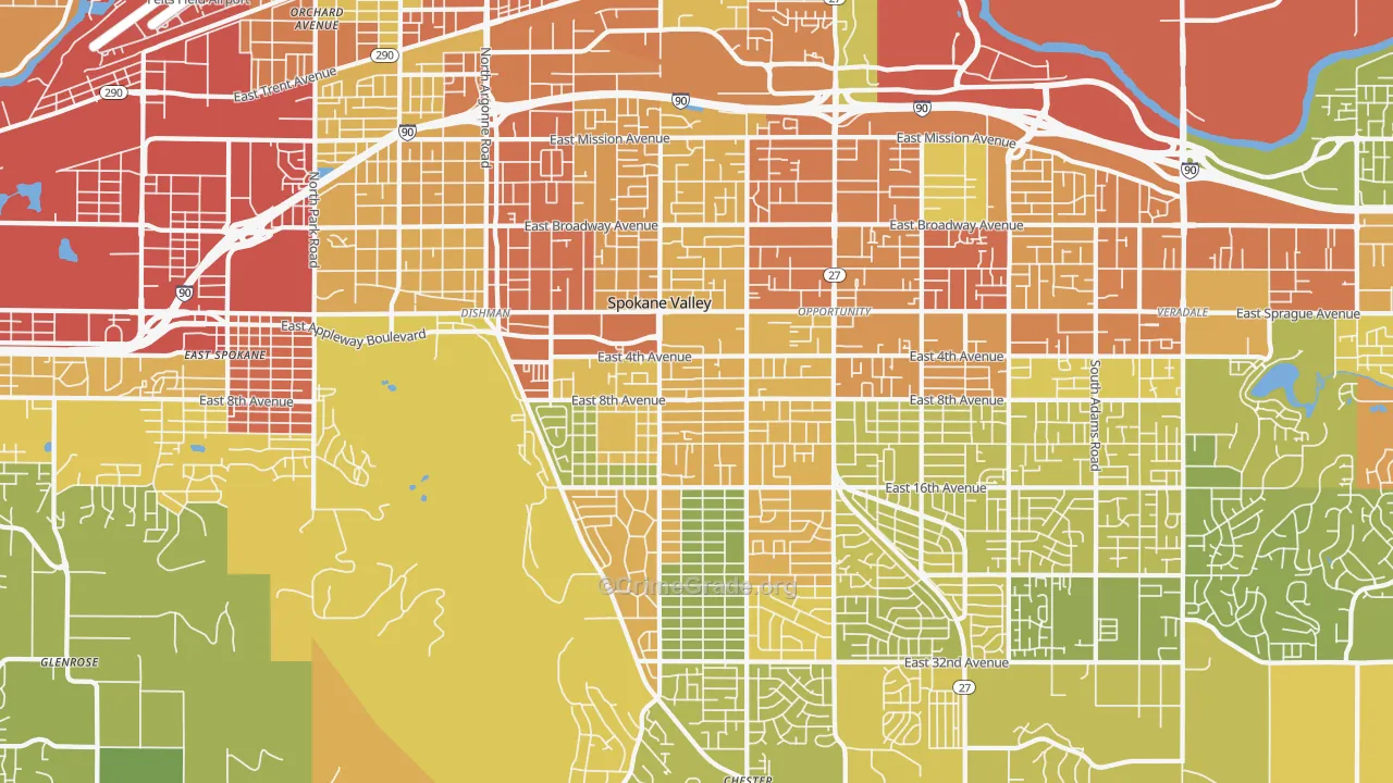 99206, WA Map of Drug-Related Crime Rates