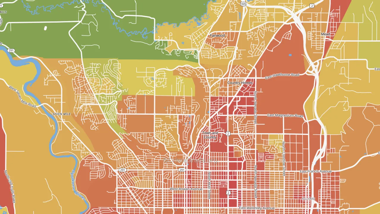99208, WA Map of Drug-Related Crime Rates