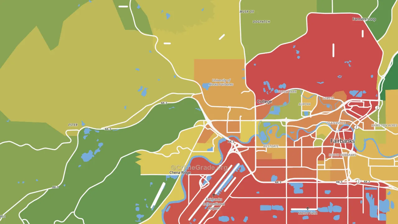 99709, AK Map of Drug-Related Crime Rates