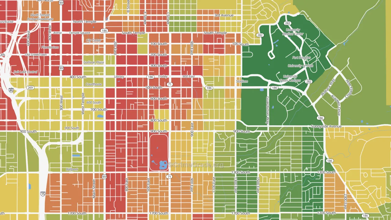 9th and 9th, Salt Lake City, UT Map of Drug-Related Crime Rates
