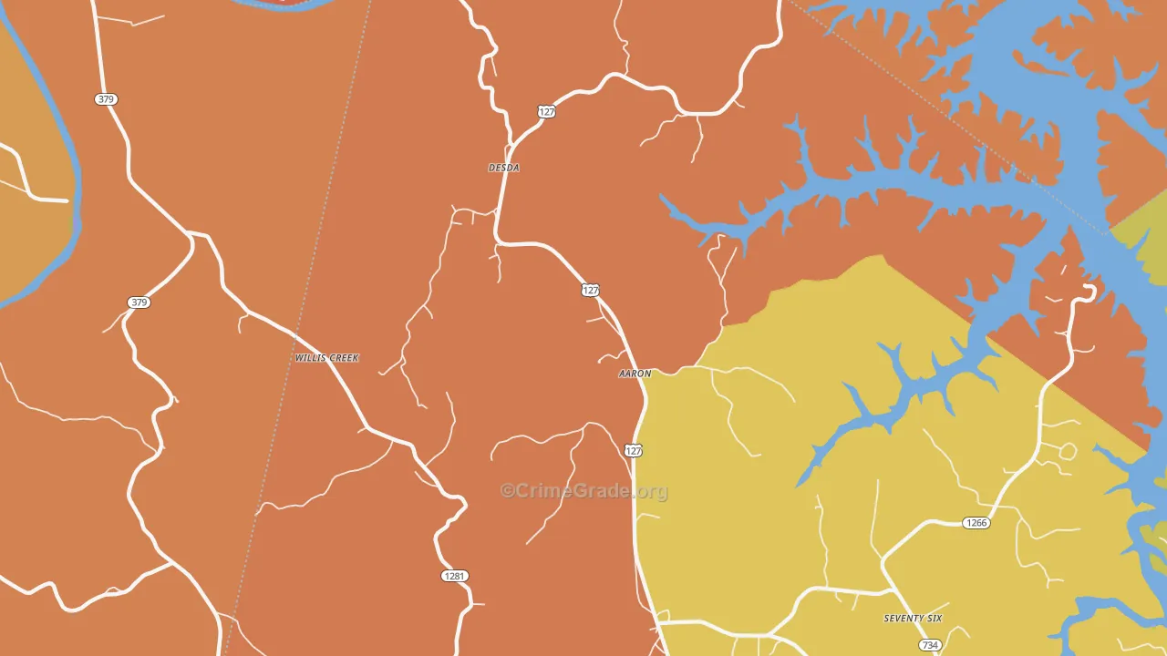 Aaron, KY Map of Drug-Related Crime Rates