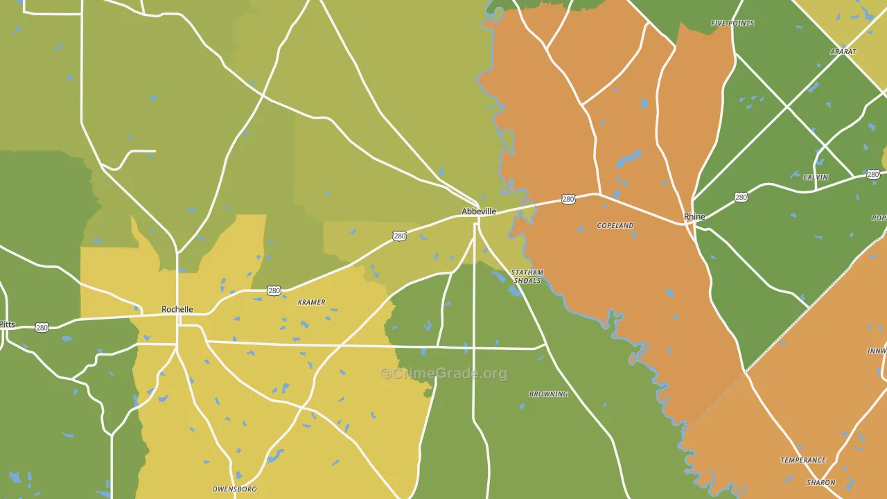 Abbeville, GA Map of Drug-Related Crime Rates