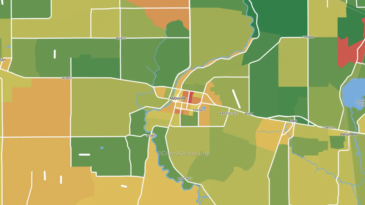 Abbeville, LA Map of Drug-Related Crime Rates