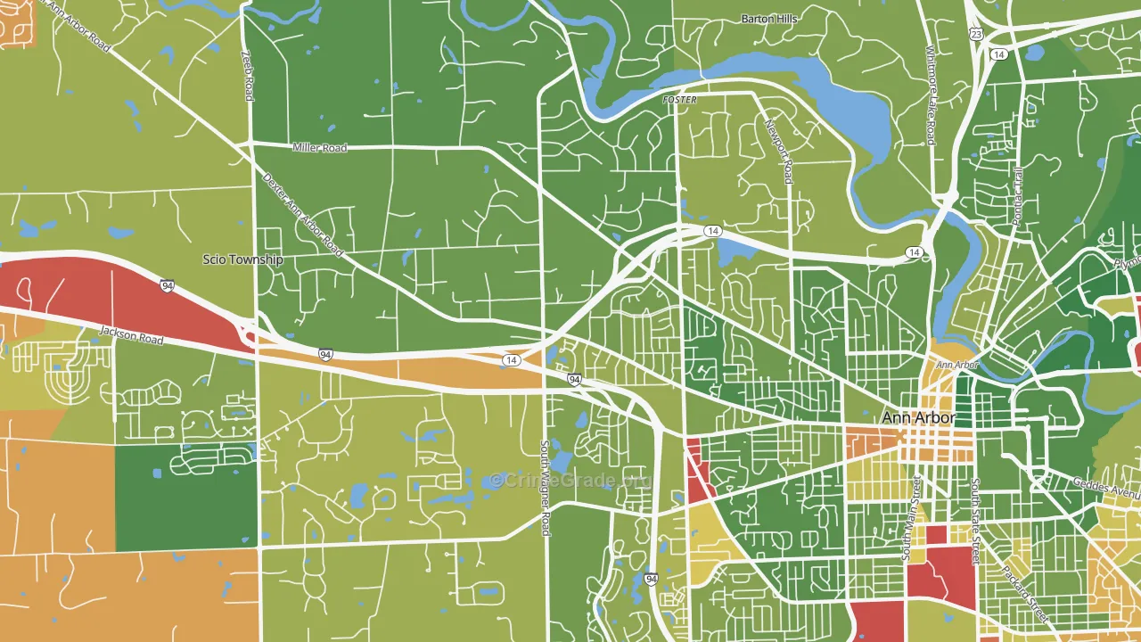 Abbot, Ann Arbor, MI Map of Drug-Related Crime Rates
