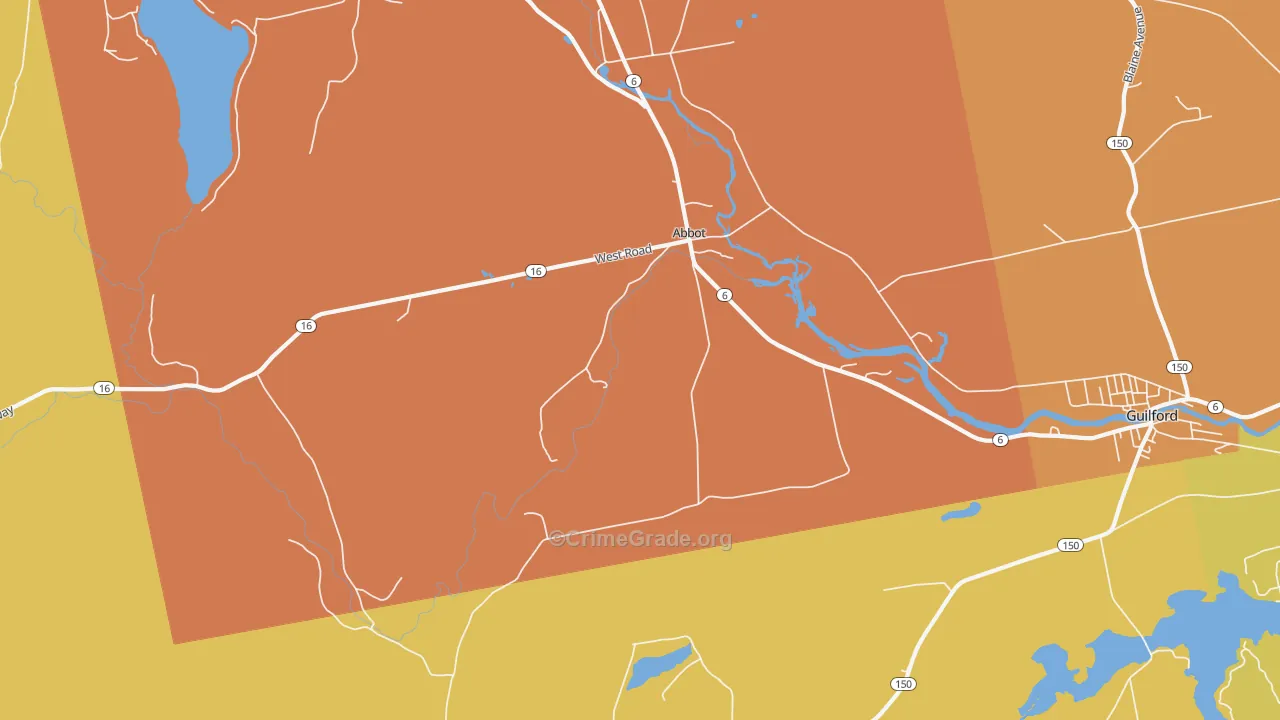 Abbot Village, ME Map of Drug-Related Crime Rates