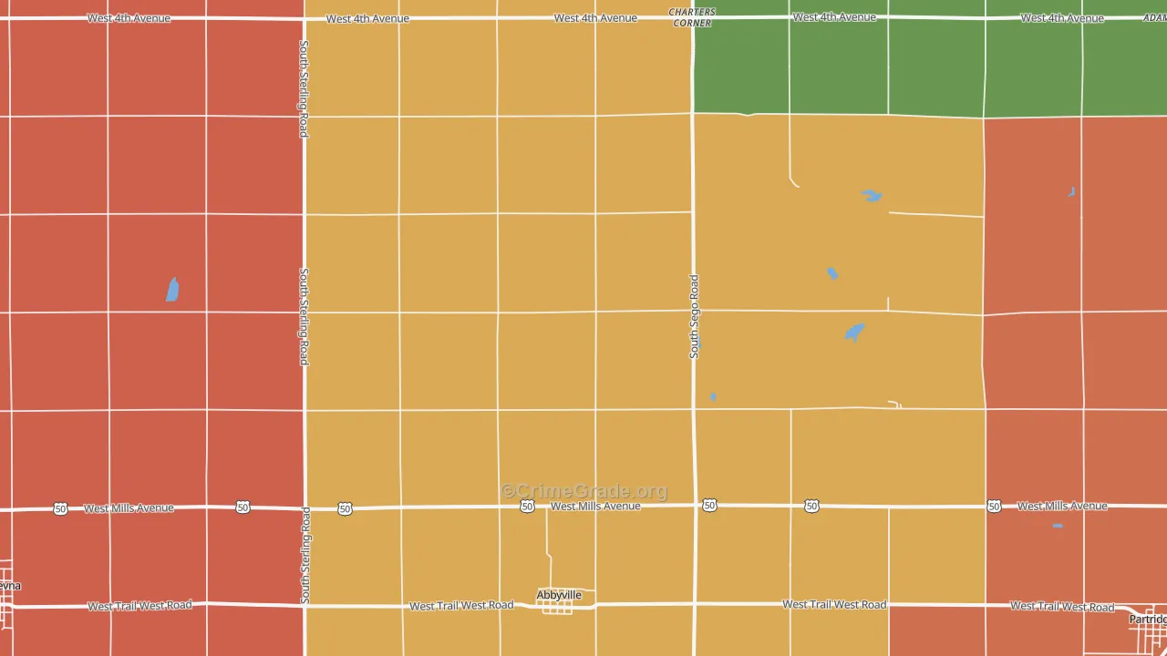 Abbyville, KS Map of Drug-Related Crime Rates