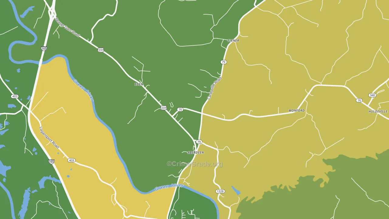 Aberdeen, KY Map of Drug-Related Crime Rates
