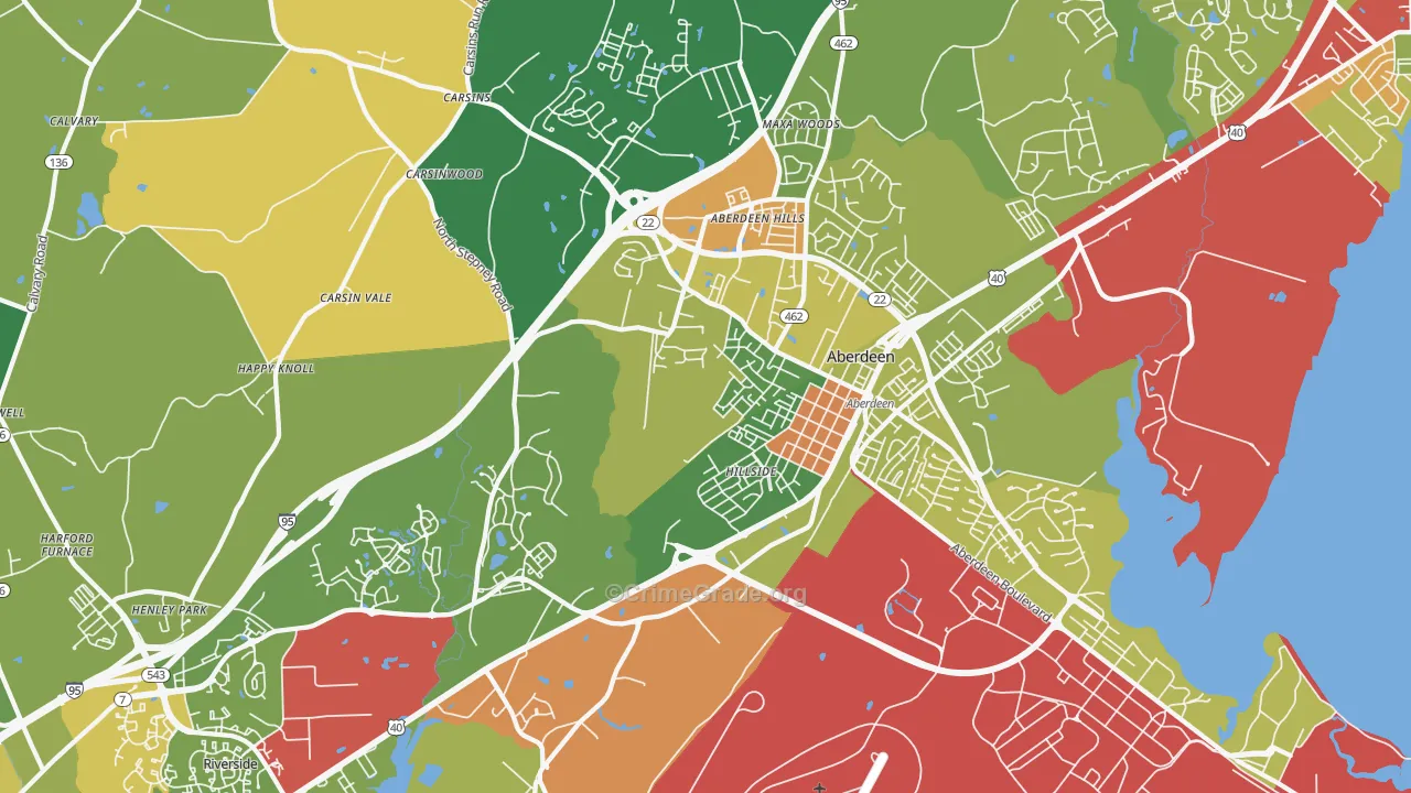 Aberdeen, MD Map of Drug-Related Crime Rates